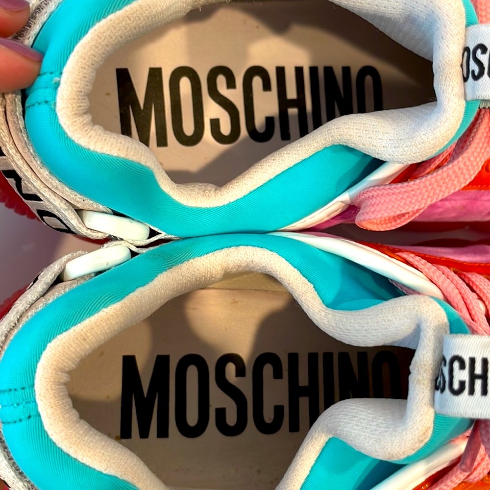 Moschino “Teddy” Mixed Media Low Top Sneakers - Picture 8 of 12